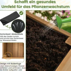 Hochbeet auf Rollen mit Ablage & Spalier & Stoffauskleidung Blumenbeet 90 x 29 x 129 cm