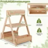 Hochbeet aus Holz mit 3 Etagen Vertikales Blumenbeet mit 3 Pflanzkästen & 2 Ablagen