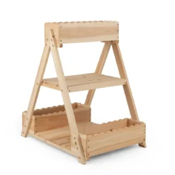 Hochbeet aus Holz mit 3 Etagen Vertikales Blumenbeet mit 3 Pflanzkästen & 2 Ablagen