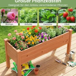 Hochbeet aus Holz Pflanzbeet für Kinder 120 x 43,5 x 51cm Pflanztrog belastbar bis 100 kg Orange