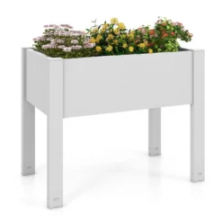 Hochbeet aus Kunststoff Gartenbeet selbstbewässernd 53L 76 x 45 x 61 cm Weiß
