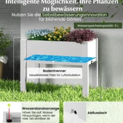Hochbeet aus Kunststoff Gartenbeet selbstbewässernd 53L 76 x 45 x 61 cm Weiß