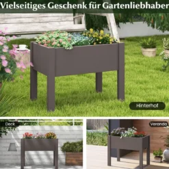 Hochbeet aus Kunststoff Gartenbeet selbstbewässernd 53L 76 x 45 x 61 cm Kaffee