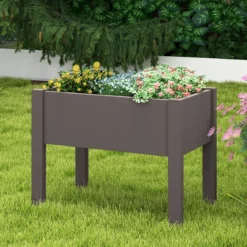 Hochbeet aus Kunststoff Gartenbeet selbstbewässernd 53L 76 x 45 x 61 cm Kaffee