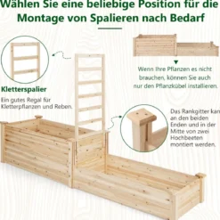 Hochbeet aus Tannenholz mit Rankgitter Blumenkasten mit Spalier Gartenspalier mit Rankkasten
