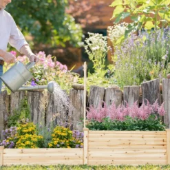 Hochbeet aus Tannenholz mit Rankgitter Blumenkasten mit Spalier Gartenspalier mit Rankkasten