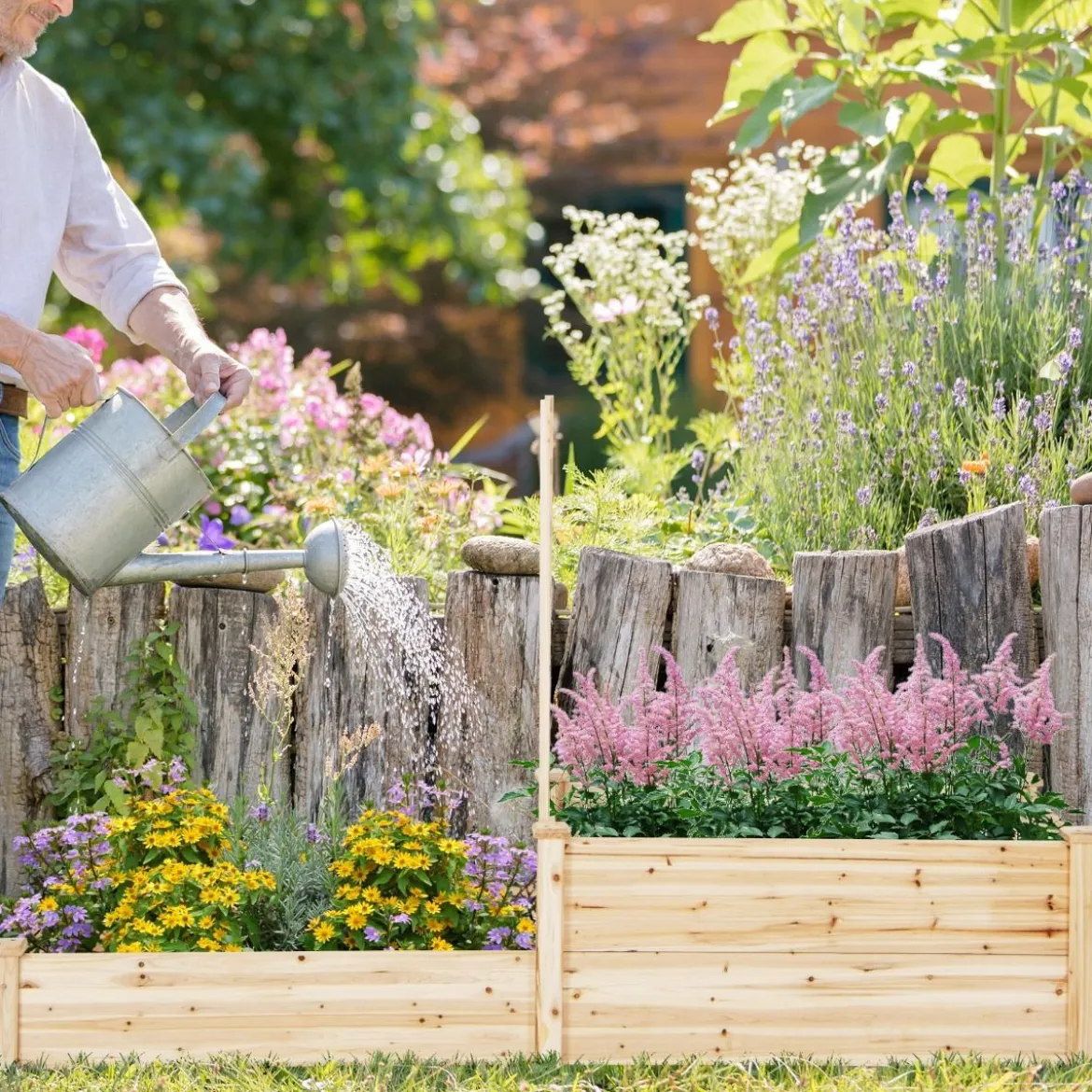 Hochbeet aus Tannenholz mit Rankgitter Blumenkasten mit Spalier Gartenspalier mit Rankkasten