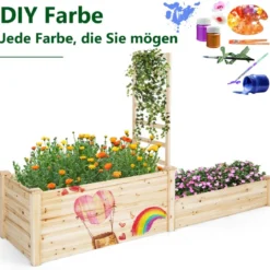 Hochbeet aus Tannenholz mit Rankgitter Blumenkasten mit Spalier Gartenspalier mit Rankkasten
