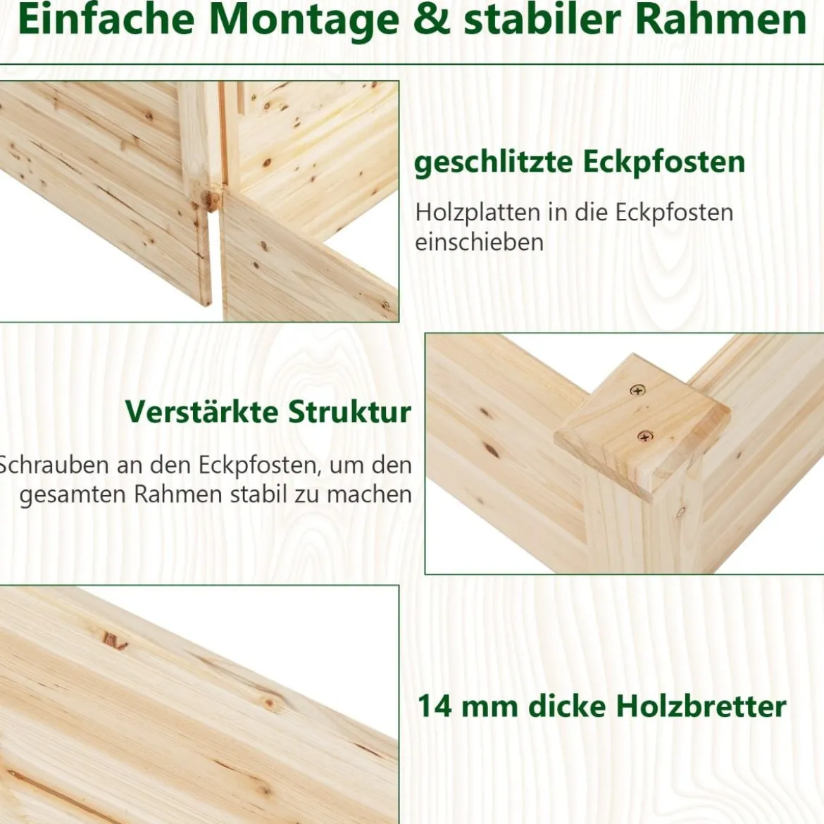 Hochbeet aus Tannenholz mit Rankgitter Blumenkasten mit Spalier Gartenspalier mit Rankkasten