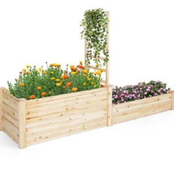 Hochbeet aus Tannenholz mit Rankgitter Blumenkasten mit Spalier Gartenspalier mit Rankkasten