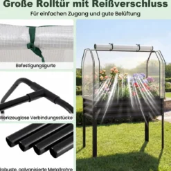 Hochbeet aus Verzinktem Metall mit PE-Abdeckung Erhöhtes Gartenbeet Schwarz/Grau/Silber