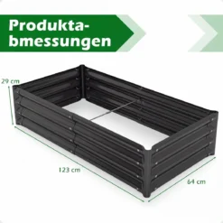 Hochbeet aus Verzinktem Stahl stabiler Pflanzkasten Wetterfest & Rostfrei Gartenbeet 123 x 64 cm Grau