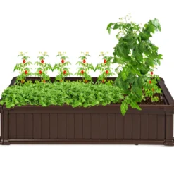 Hochbeet Erhöhtes Gartenbeet Rechteckige Pflanzenbox für Pflanzen und Gemüse Outdoor Pflanzenkübel 122 x 60 x 30 cm Braun