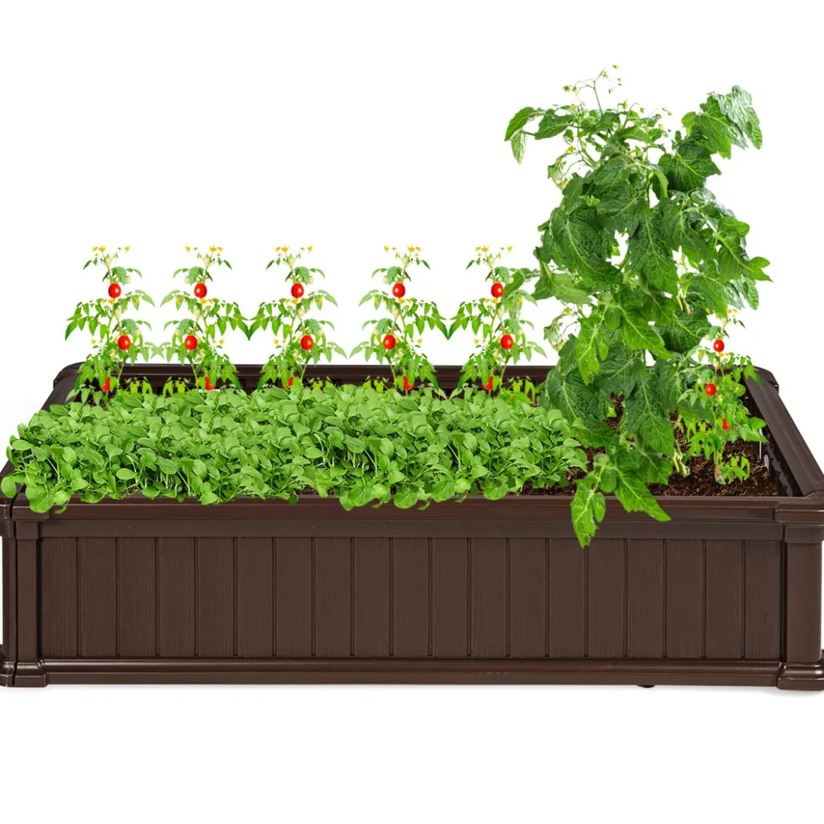 Hochbeet Erhöhtes Gartenbeet Rechteckige Pflanzenbox für Pflanzen und Gemüse Outdoor Pflanzenkübel 122 x 60 x 30 cm Braun