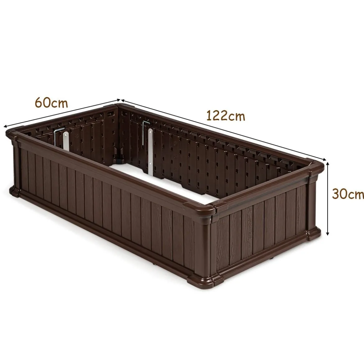 Hochbeet Erhöhtes Gartenbeet Rechteckige Pflanzenbox für Pflanzen und Gemüse Outdoor Pflanzenkübel 122 x 60 x 30 cm Braun