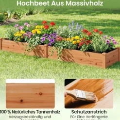 Hochbeet Gartenbeet Holz 240 x 60 x 25 cm Pflanzkasten für Gemüse Blumen Orange