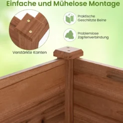 Hochbeet Gartenbeet Holz 240 x 60 x 25 cm Pflanzkasten für Gemüse Blumen Braun