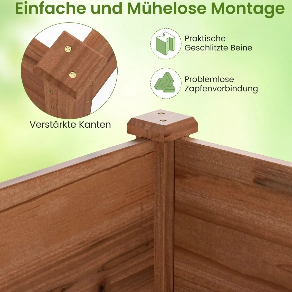 Hochbeet Gartenbeet Holz 240 x 60 x 25 cm Pflanzkasten für Gemüse Blumen Braun