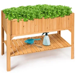 Hochbeet Garten Pflanzkasten Pflanztrog mit Ablage 119 x 57 x 90 cm aus Holz