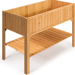 Hochbeet Garten Pflanzkasten Pflanztrog mit Ablage 119 x 57 x 90 cm aus Holz