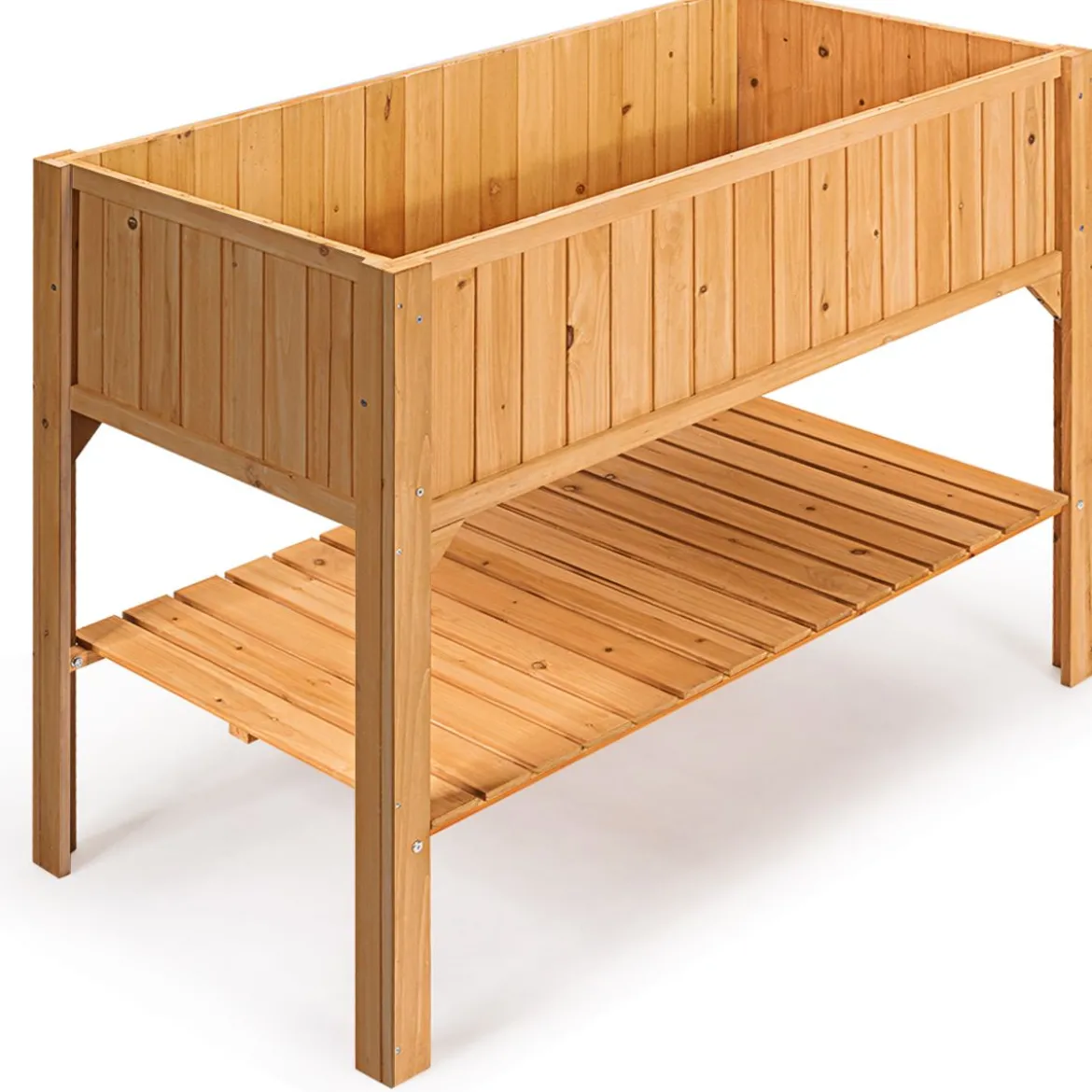 Hochbeet Garten Pflanzkasten Pflanztrog mit Ablage 119 x 57 x 90 cm aus Holz