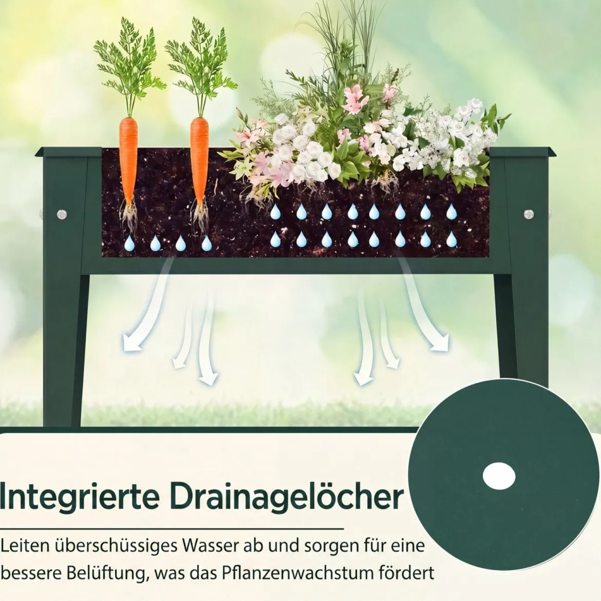 Hochbeet Metall Erhöhtes Gartenbeet bis 20 kg 60 x 27 x 45 cm Pflanzgefäß mit Drainagelöchern