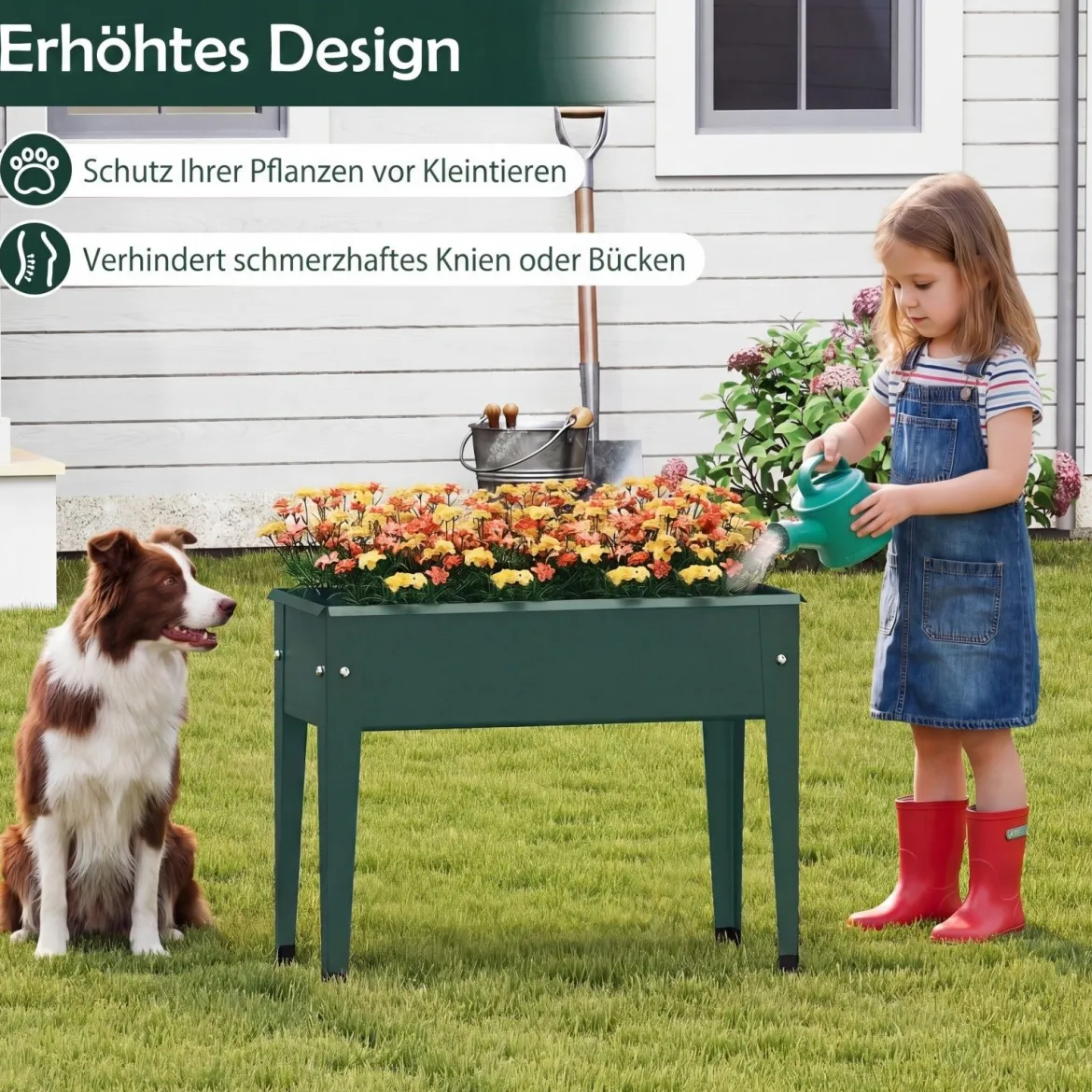 Hochbeet Metall Erhöhtes Gartenbeet bis 20 kg 60 x 27 x 45 cm Pflanzgefäß mit Drainagelöchern