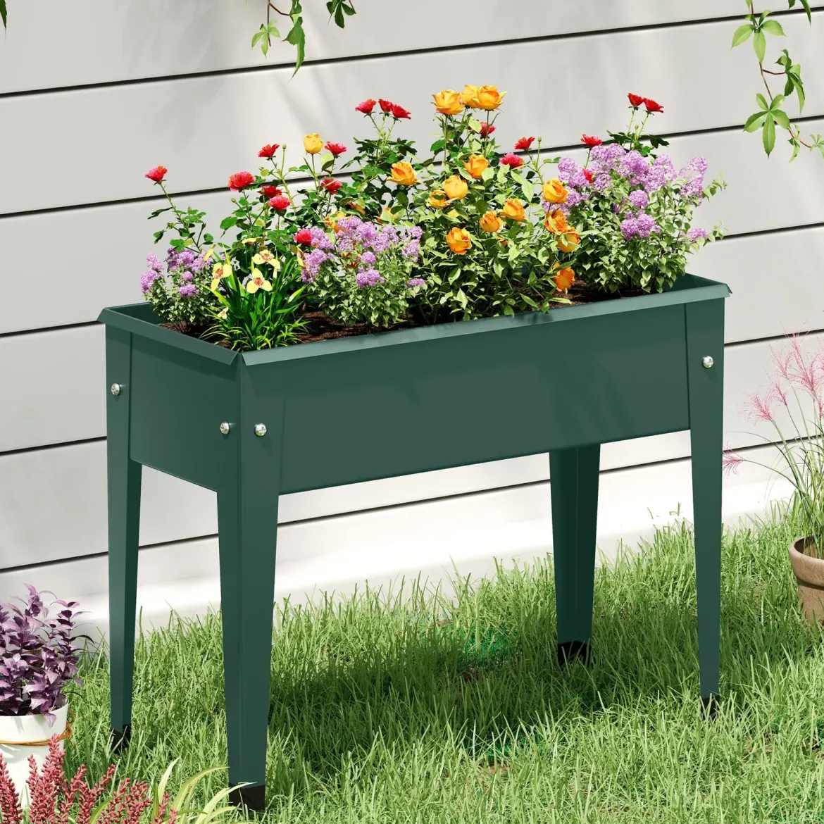 Hochbeet Metall Erhöhtes Gartenbeet bis 20 kg 60 x 27 x 45 cm Pflanzgefäß mit Drainagelöchern