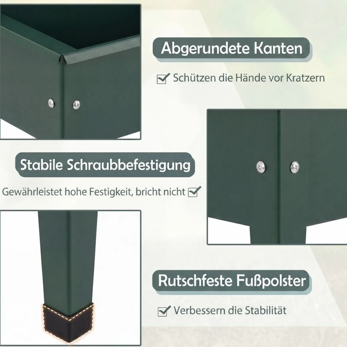Hochbeet Metall Erhöhtes Gartenbeet bis 20 kg 60 x 27 x 45 cm Pflanzgefäß mit Drainagelöchern