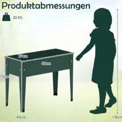 Hochbeet Metall Erhöhtes Gartenbeet bis 20 kg 60 x 27 x 45 cm Pflanzgefäß mit Drainagelöchern