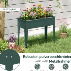 Hochbeet Metall Erhöhtes Gartenbeet bis 20 kg 60 x 27 x 45 cm Pflanzgefäß mit Drainagelöchern