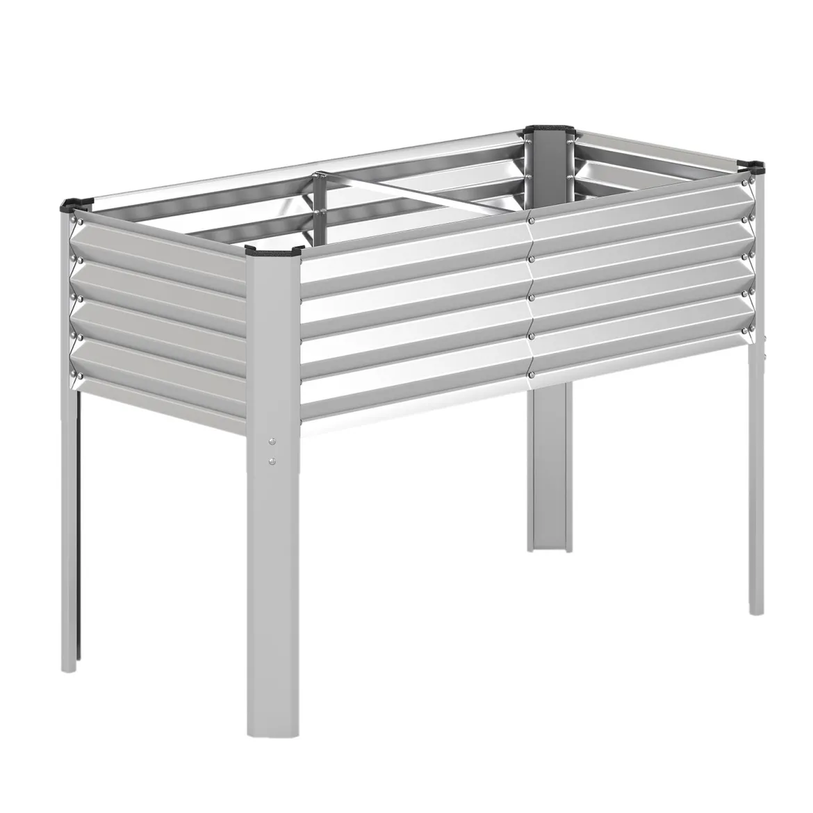 Hochbeet Metall Pflanzkasten mit Beinen Erhöhtes Pflanzgefäß mit Abflusssystem Blumenkasten Grau/Silber