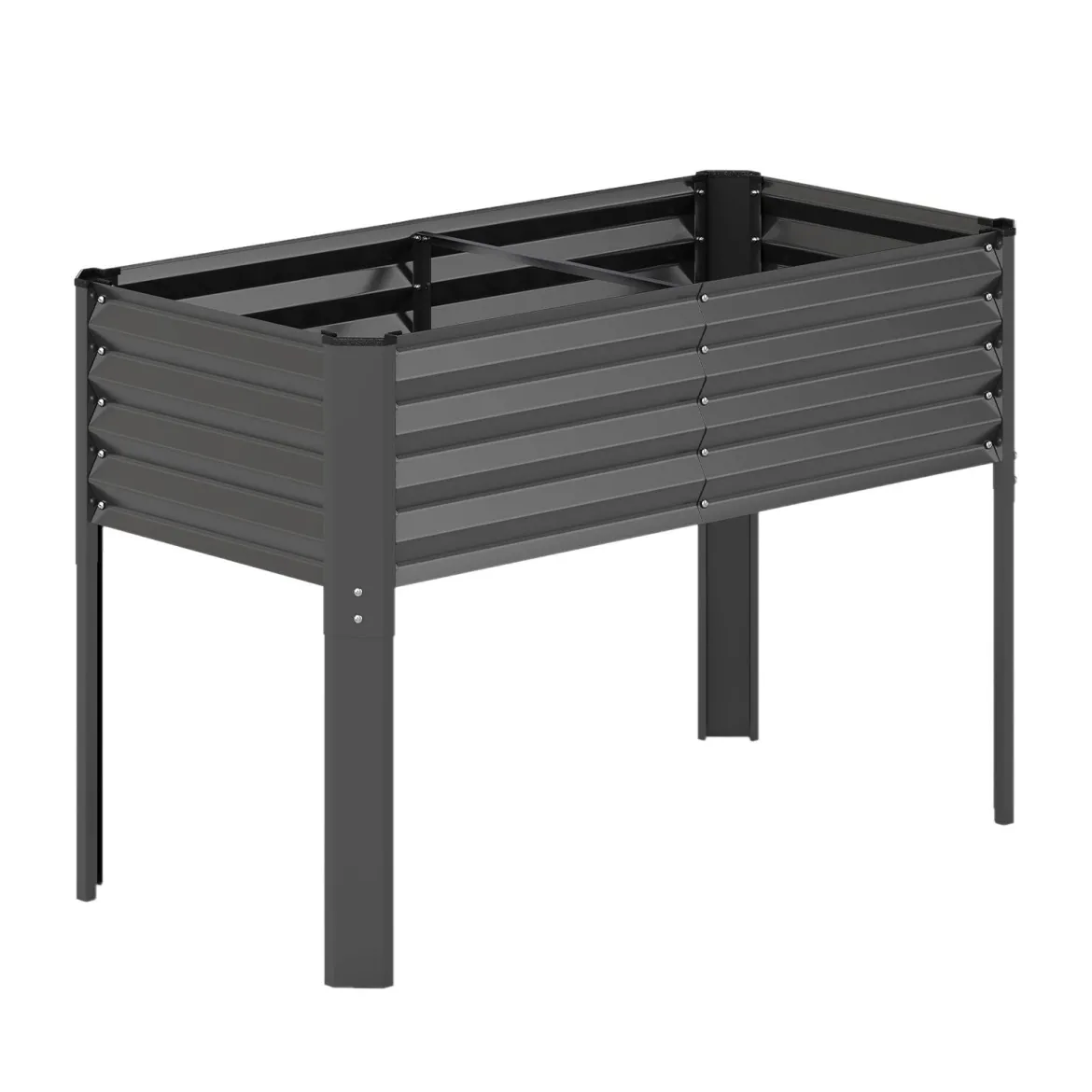 Hochbeet Metall Pflanzkasten mit Beinen Erhöhtes Pflanzgefäß mit Abflusssystem Blumenkasten Grau/Silber