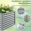 Hochbeet Metall Pflanzkasten für Garten 180 x 95 x 60 cm Rechteckiges Frühbeet mit verstärkter Stäbe & offenem Boden Grau