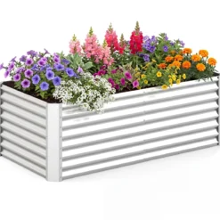 Hochbeet Metall Rechteckiger Pflanzkasten aus Verzinktem Blech mit Offenem Boden 181,5 x 94 x 60,5 cm