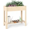 Hochbeet mit Ablage Erhöhtes Gartenbeet aus Holz Pflanzkasten mit Entwässerung 81 x 37 x 77 cm Natur