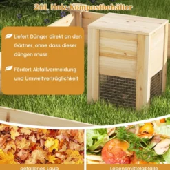 Hochbeet mit Kompostbehälter Holz Gartenbeet 300 L kapazität Pflanzkasten 124 x 124 x 25,5 cm