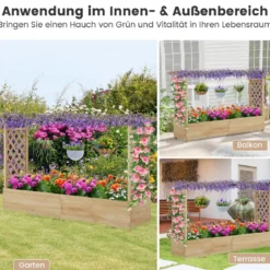 Hochbeet mit Rankgitter & hängendem Dach Pflanzkasten mit Rankhilfe Orange/Natur