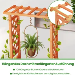 Hochbeet mit Rankgitter & Hängendem Dach Pflanzkasten Blumenkasten für Kletterpflanzen
