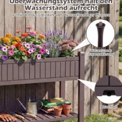 Hochbeet mit Rollen erhöhtes teilbares Gemüsebeet mit Wasserstandsanzeiger Braun