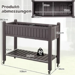 Hochbeet mit Rollen erhöhtes teilbares Gemüsebeet mit Wasserstandsanzeiger Braun
