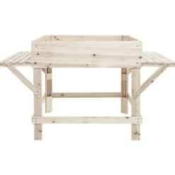 Hochbeet mit 2 Seitenablage Pflanzkübel Holz Pflanzkasten Blumenbeet Kräuterbeet Pflanztrog Natur