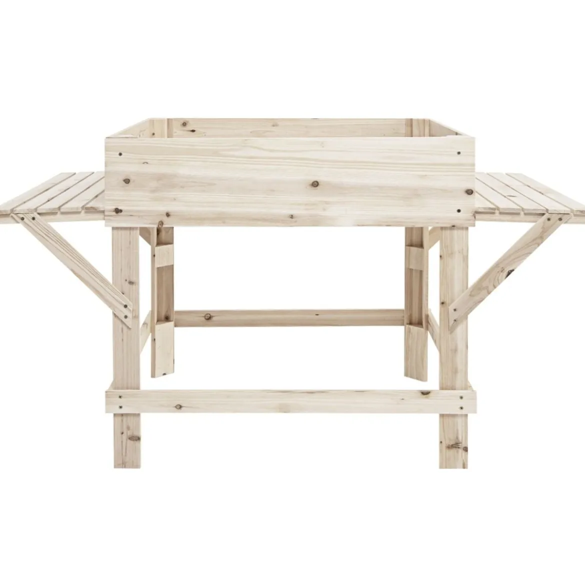 Hochbeet mit 2 Seitenablage Pflanzkübel Holz Pflanzkasten Blumenbeet Kräuterbeet Pflanztrog Natur