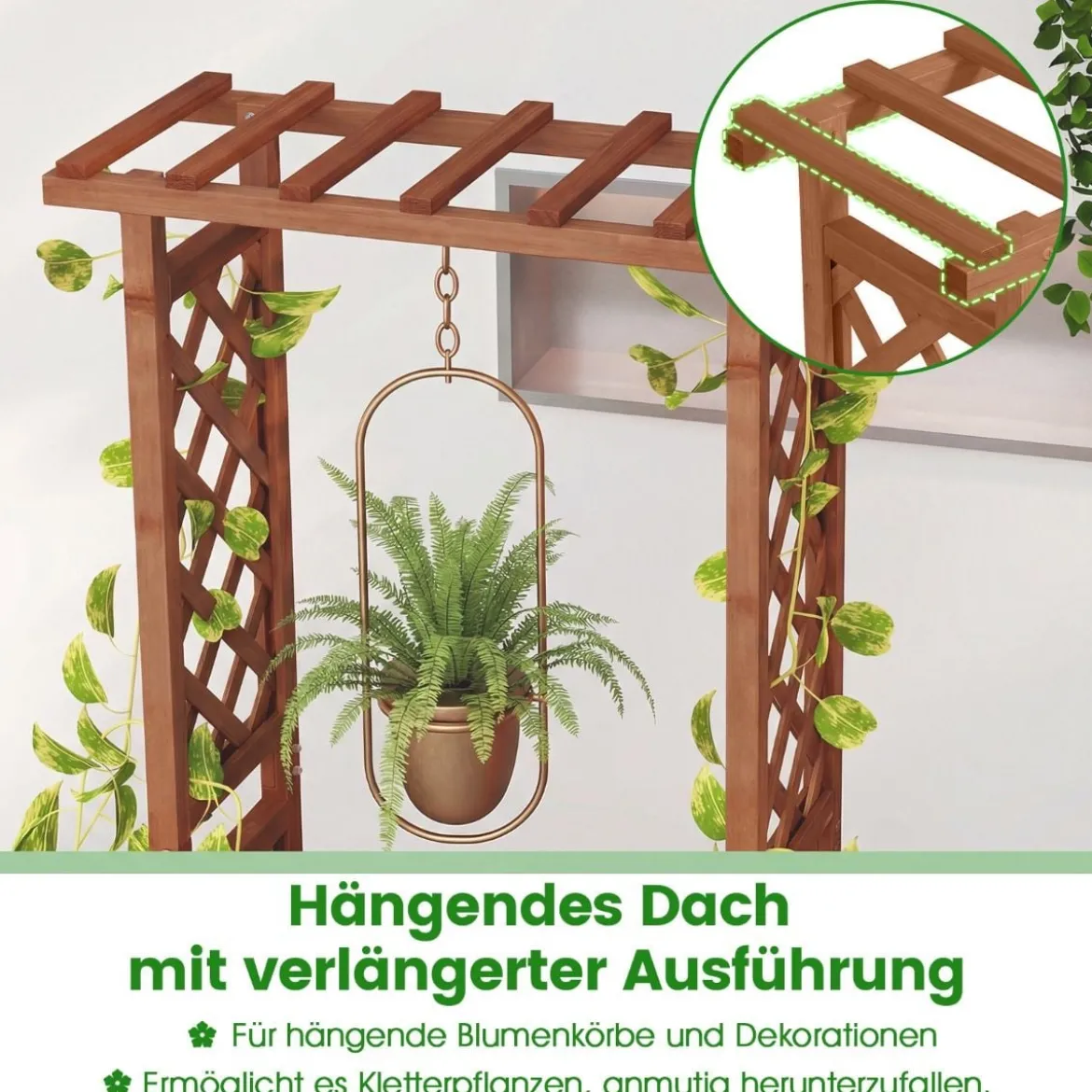 Hochbeet mit Spalier freistehender Pflanzkasten aus Holz mit Überdachung Abflusslöchern Orange