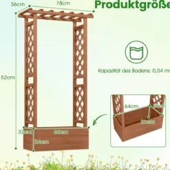 Hochbeet mit Spalier freistehender Pflanzkasten aus Holz mit Überdachung Abflusslöchern Orange