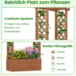 Hochbeet mit Spalier freistehender Pflanzkasten aus Holz mit Überdachung Abflusslöchern Orange
