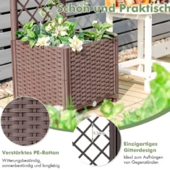 Hochbeet mit Spalier Pflanzgefäß für Kletterpflanzen 40 x 40 x135 cm Braun
