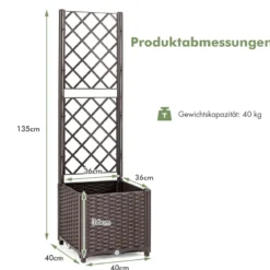 Hochbeet mit Spalier Pflanzgefäß für Garten Pflanzkasten 80 x 40 x135 cm Braun