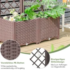 Hochbeet mit Spalier Pflanzgefäß für Garten Pflanzkasten 80 x 40 x135 cm Braun