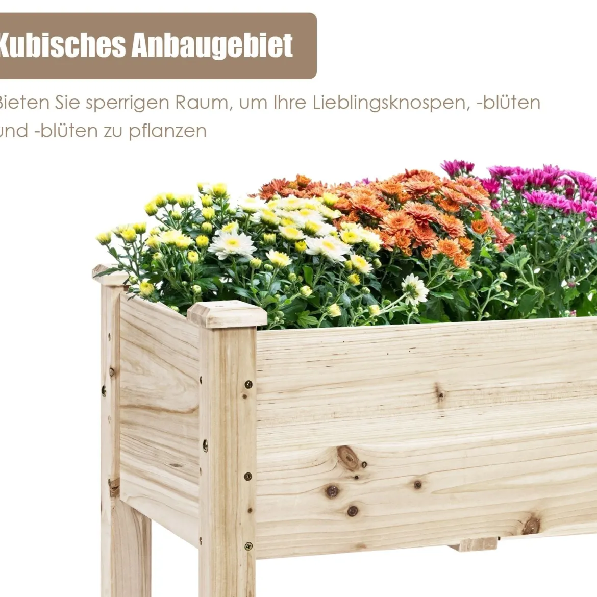 Hochbeet Pflanzkasten Pflanztrog Hochbeet aus Tannenholz erhöhter Pflanzkasten Gartenbausatz 120 x 43,5 x 51 cm